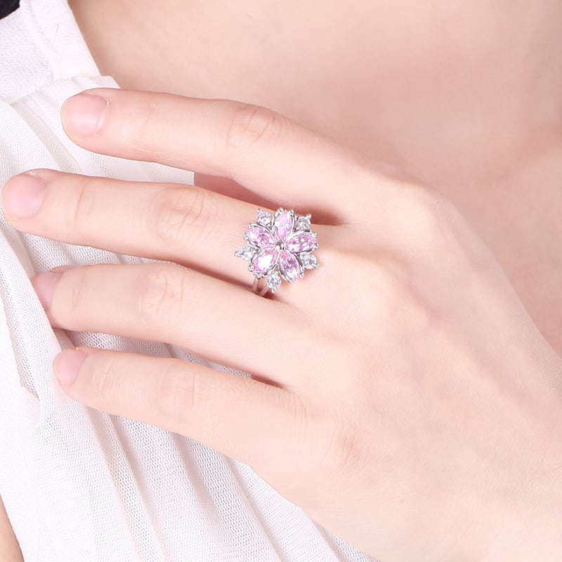 Anillo romántico con flores🌸Anillo de salud con terapia magnética