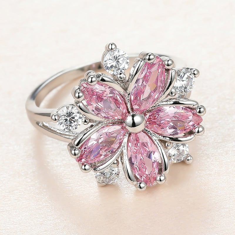 Anillo romántico con flores🌸Anillo de salud con terapia magnética