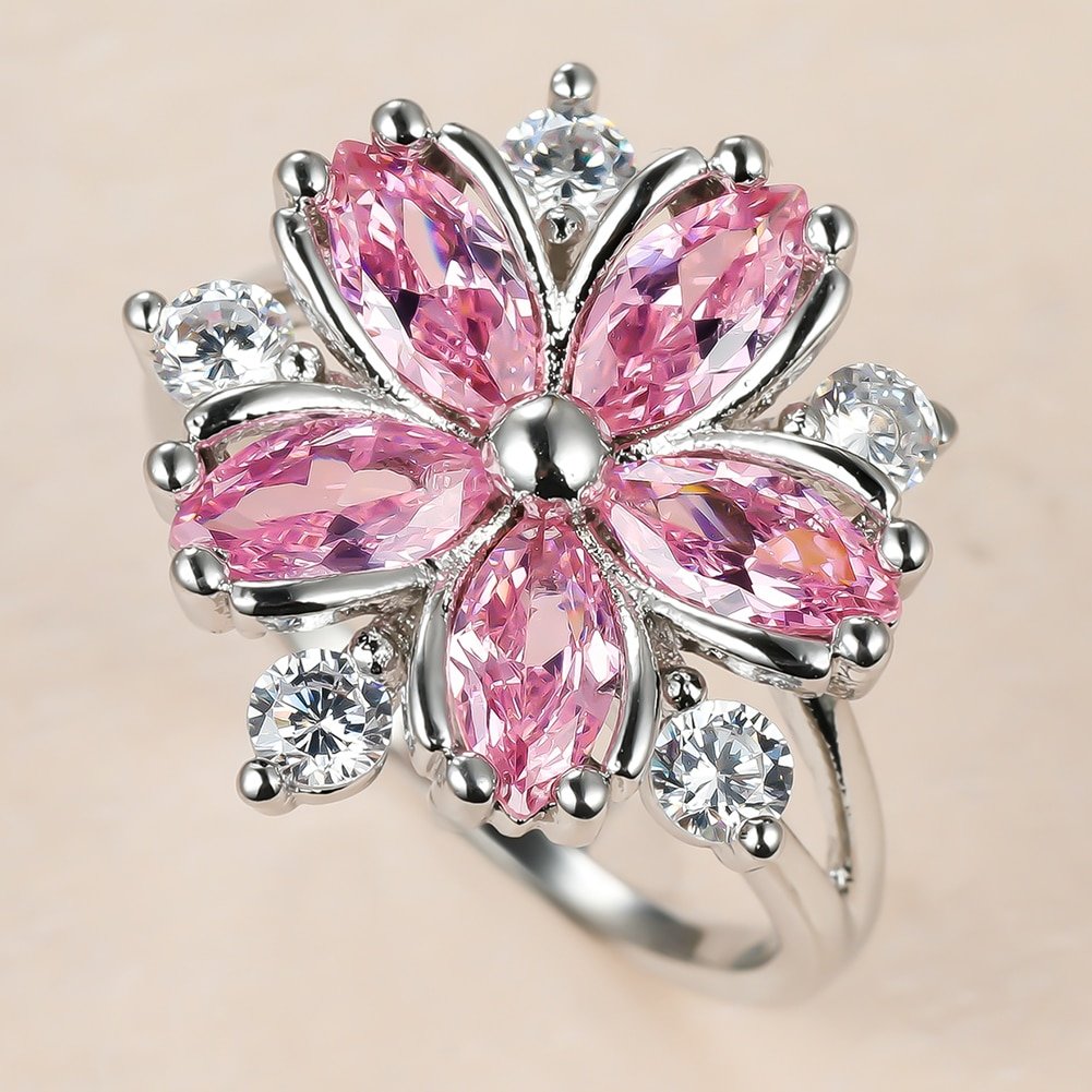 Anillo romántico con flores🌸Anillo de salud con terapia magnética